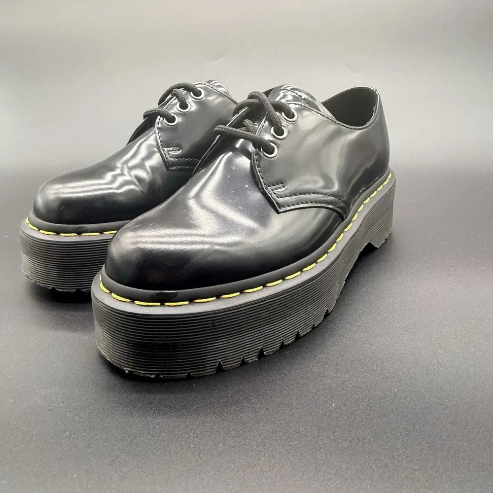 Dr Martens 1461 QUAD Black Leather Platform Shoes Size 6 Women's/5 Men's/EU 37